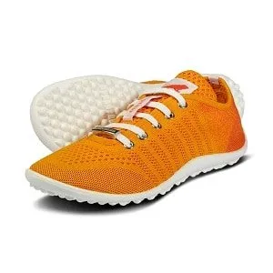 a pair of orange leguano go barefoot shoes